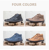 Men's Boots Leather Outdoor Work Spring and Autumn Western Waterproof Lace-Up Casual shoes MartLion   