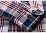 England Style Contrast Casual Checkered Shirts Button-down Soft Cotton  Long Sleeve Standard-fit Plaid Shirt MartLion   