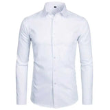 Men's Sky Blue Slim Fit Dress Shirts Slim Fit Long Sleeve Brand Shirt Men Cotton Business Formal Shirt with Pocket MartLion white Asian XS Label 37 