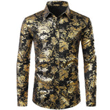 Silver Paisley Luxury Printed Floral Shirt Men's Wedding Party Dinner Dress Wedding Dinner Party Chemise Homme MartLion   