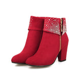 Ankle Boots for Women Red Crystal Boots Women High Heel Winter Shoes Women Zipper MartLion Red 4.5 