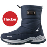 Men's Boots Winter Shoes Snow Waterproof Non-slip Thick Fur Winter Boot For -40 Degrees zip Platform MartLion Blue 10091 7.5 
