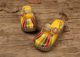 Summer Shoes Women Wedge Slides Cover Handmade Toes Flower Thick Heels Genuine Leather Lady Platform Slippers MartLion   