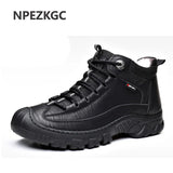 Men's Snow Boots Winter Warm Leather High Shoes wool Retro Casual Boots Hombre MartLion   