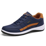 Leather Men Shoes Sneakers  Men Casual Shoes Italian Leisure Male Non-Slip Footwear Shoes MartLion 8001 Blue 47 