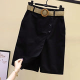 Skirt Pants for Women's Shorts Summer Wide Leg Blue  Waist Pockets Woman Short MartLion   