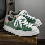 Men's Sneakers Faux Suede Sport Shoes Casual board Lace Up Footwear Black Green Mart Lion Green 39 