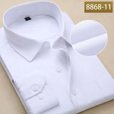 Men's Dress Shirts Long Sleeve Slim Fit Solid Striped Formal White Shirt Social Clothing MartLion   
