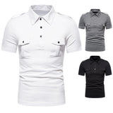 Double Pocket Military Epaulet Polo Shirt Men's Summer Short Sleeve Slim Fit Polo Homme Turn Down Collar Polos Para Hombre MartLion   