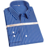 Men's Classic 100% Cotton  Striped Plaid Dress Shirt Without Pocket Long Sleeve Standard-fit Casual Checkered Shirts MartLion S1834 43 