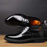 Men's Lace Up Leather Shoes Casual British Formal Dresses Evening Party Wedding MartLion   