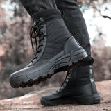 Outdoor Hiking Shoes Mesh Breathable Lace-up Boots Round Toe Flat Heel Solid Concise Breathable for Men MartLion   