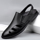 Men's Sandals Genuine Leather Shoes Casual Summer Footwear Breathable Slides Soft luxury Mart Lion   