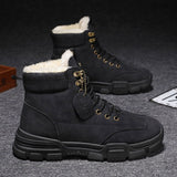 Men's Boots Waterproof Lace Up Military Winter Ankle Lightweight Shoes Winter Casual Non Slip Mart Lion Black With Plush 6 