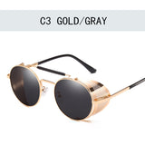 Retro Round Metal Frame Sunglasses Steampunk Men's Punk Women  Luxury Brand Designer Glasses Oculos De Sol Shades UV Protection Mart Lion Gold Gray multi 