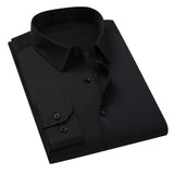 Slim Solid Color Long-sleeved Shirt Casual White Shirt Men's Classic MartLion black M (45-53kg) 