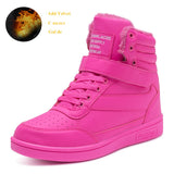 6CM Height Increasing Sneakers For Women Platform Casual Sport Shoes Green Leather High Top Wedge Mart Lion Rose Red -887 35 
