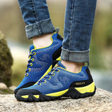 Summer Men's Casual Shoes Outdoor Mesh Sneakers Women Non-slip Running Sport Lace Up Trekking Hiking Footwear Camping Spring Mart Lion   