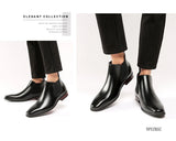 Autumn Men's Chelsea Boots Leather Casual Shoes British Style Slip-on Wedding Dress Short Zapatos Hombre MartLion   
