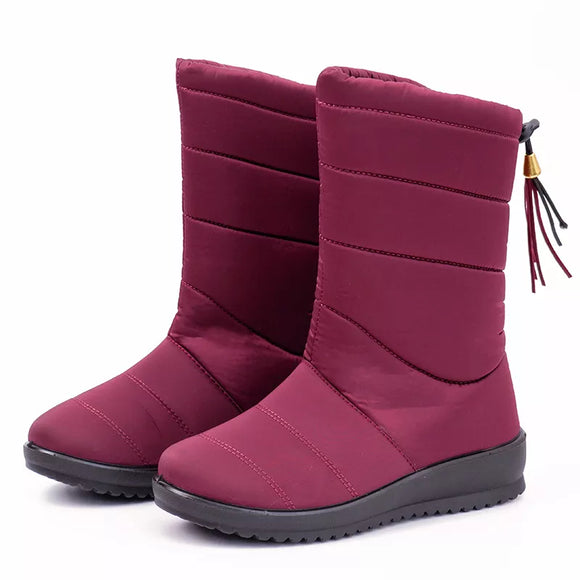 Women Boots Mid Calf Winter Wedge Heels Snow Winter Shoes Woman Warm Fur Platform MartLion   