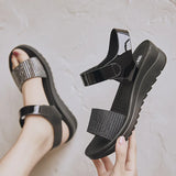 Women Summer Shoes Hook and Loop Sport Sandals Height Increase Walking Luxury Athletic MartLion   