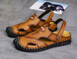 Classic Summer Men's Sandals Casual Beach Slippers Soft Leather Mart Lion   