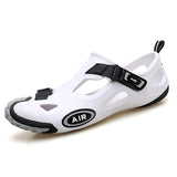 Men's Beach Sandals Outdoor Non-slip Water Shoes Summer Unisex Soft Light Hiking Slippers Sneakers Mart Lion White Black 7.5 