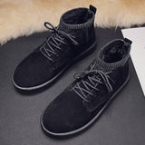Off-Bound Winter Men's Boots Warm Fur Snow Waterproof Suede Leather Furry Ankle Fluff Plush Shoes Outdoor Mart Lion Black 39 