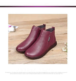 Vintage Handmade Genuine Leather Women Ankle Boots Casual Snow Winter Ladies Flat Shoes Zip Rubber MartLion   