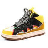 Mixed Colors Men's Casual Sneakers Harajuku Style High Top Casual Shoes Platform Designer Trainers Suede Sneakers MartLion Yellow F93 36 