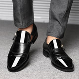 Classic Men's Dress Shoes Elegant Formal  Wedding Slip On Office Oxford Black Brown Mart Lion   