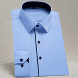 Men's Basic Standard-fit Long Sleeve Dress Shirt Solid/striped Formal White Work Office Classic Mart Lion AM705 43 