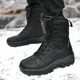 Warm Plush Snow Boots Lace Up Casual High Top Men's Boots Waterproof Winter Boots Anti-Slip Ankle Army Work MartLion   