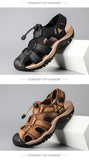 Summer Men's Sandals Genuine Leather Soft Breathable Shoes Beach Handmade Roman MartLion   