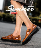 Classic Men's Sandals Summer Genuine Leather Outdoor Casual Lightweight Slipper Mart Lion   