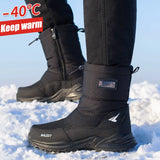 Winter High Boots Men's Outdoor Travel Snow Boots Zipper Non-slip Cotton Velvet Keep Warm Casual MartLion   