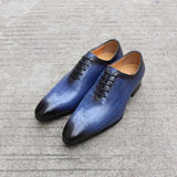 Daniel Shoes Men's Dress Genuine Leather Blue Purple Oxfords Wedding Party Whole Cut Formal MartLion   