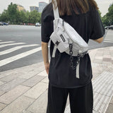 Large Capacity Crossbody Bag Chest Unisex Street Style Hip Belt Phone Pouch Chain Decoration Men's Travel Waist Pack Mart Lion   