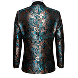 Teal Green Paisley Men's Suits Italian Design Tuxedo Jacket Groom Suits For Blazers Party  Barry Wang Mart Lion   
