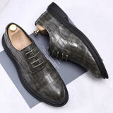 Shoes Men's Walking Crocodile Pattern Oxford Pointy Party Wedding Suit British Chic Flat Mart Lion   