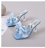 High Heels Shoes Women Modern Sandals Flower Ladies Heels Black Blue Summer MartLion   