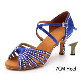 Latin Dance Shoes for Woman Ballroom Modern Tango With Rhinestone MartLion   