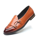 Men's Cusual Leather Shoes Wedding Party Slip-on Buckle Loafers Moccasins Driving Flats Mart Lion Auburn 6 