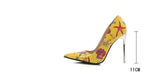 Shallow Pointed Toe Cartoon Print Stilettos Pumps Women Wedding Shoes Spring High Heels office MartLion   