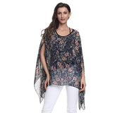 Women Blouses Print Chiffon Blouse Shirt Batwing Sleeve Casual MartLion picture color 4 5XL 