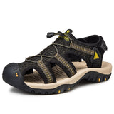 Summer Men's Sandals Design Breathable mesh Casual Beach Shoes Soft Bottom Outdoor Mart Lion Black green 6.5 