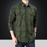 Men's Plaid Shirt Oversized Male England Pure Cotton Casual Shirts Men Clothing Leisure Shirt MartLion   