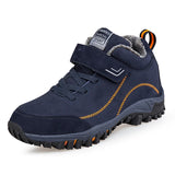 Winter Men's Suede Work Shoes Fur Warm Ankle Boots Outdoor Non-slip Waterproof Snow MartLion Blue 5.5 