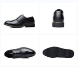 Men's British Retro Carved Brogue Shoes Lace-up Leather Dress Office Wedding Party Oxfords Flats Mart Lion   