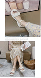 Muffin Platform Medium Heel Roman Sandals Women Summer Shoes Pure Color Casual Female Mart Lion   